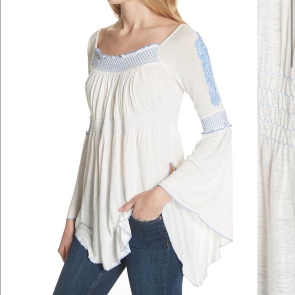 Free People Valley Embroidered Bell Sleeve Top - Picture 2 of 6